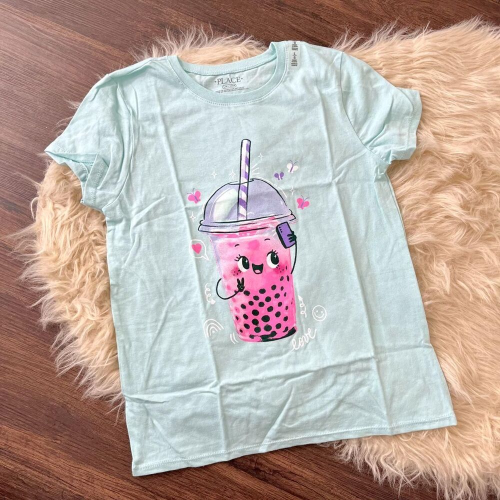 NWT The Children's Place Girls Boba Drink Graphic Tee Size L 10 / 12